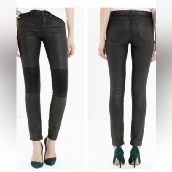 Madewell Pants - Madewell black skinny skinny jeans size 27 rigid knees zip on ankles